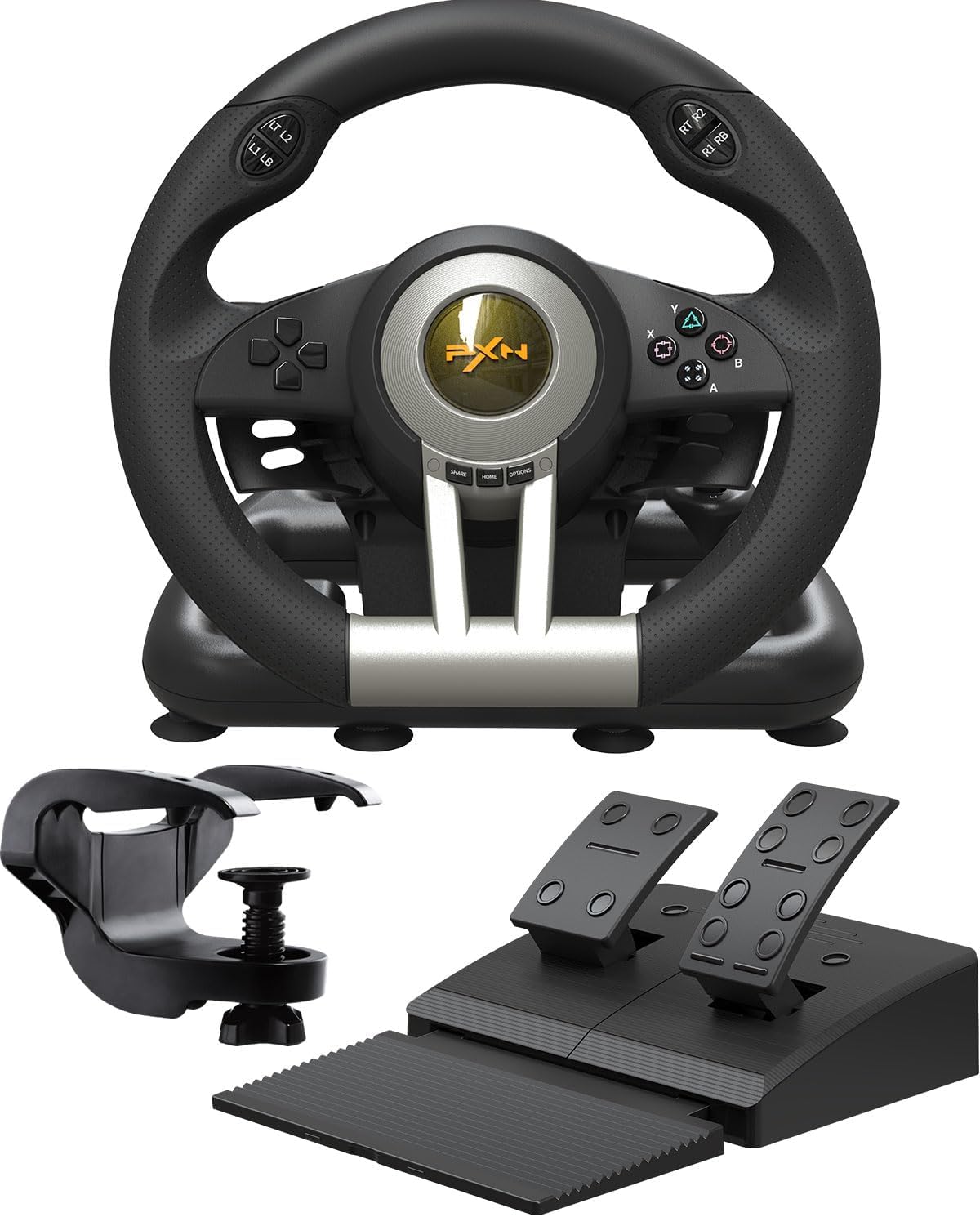 PXN V3 Pro Gaming Steering Wheel with Pedals Black