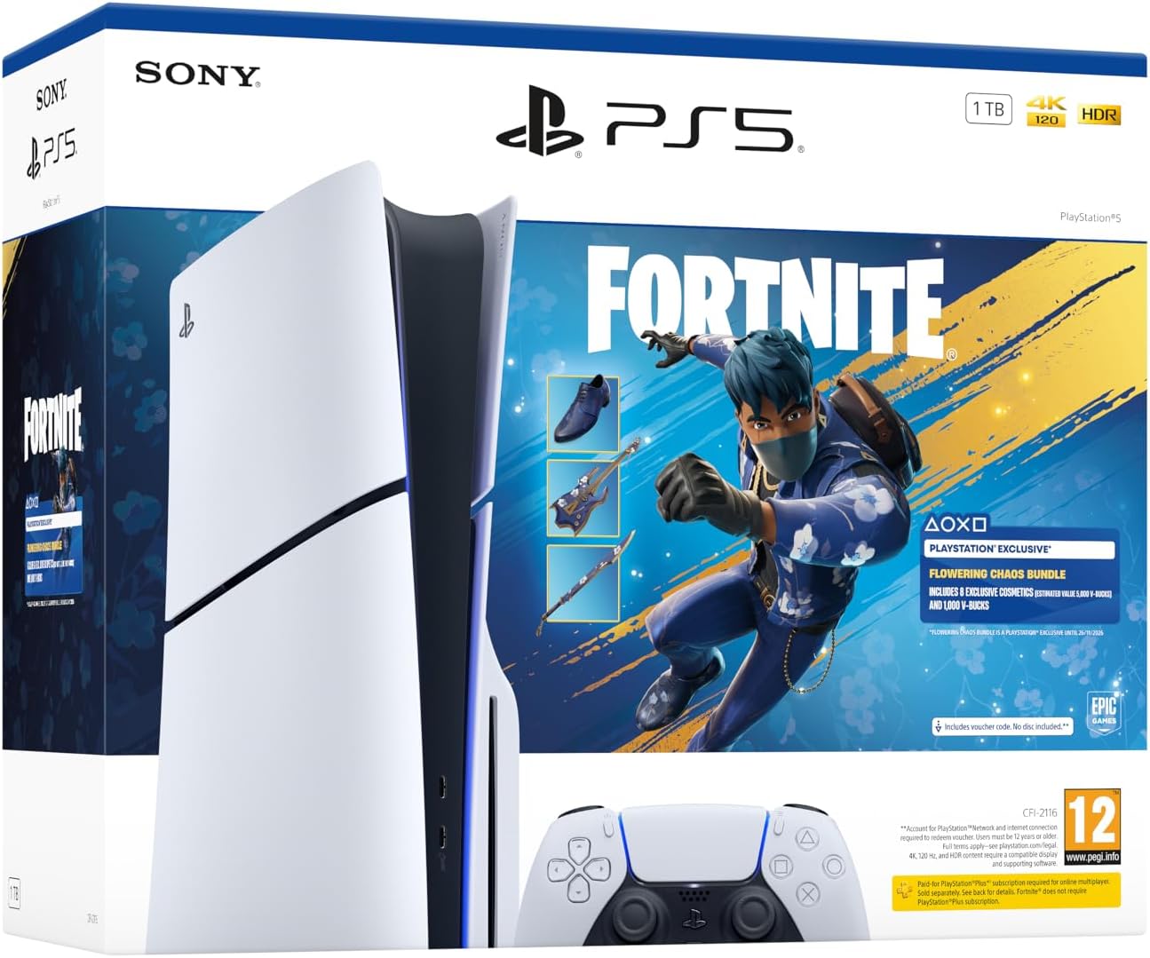 Sony PlayStation®5 Console (1TB) Fortnite® Flowering Chaos Bundle (Fattal Warranty)