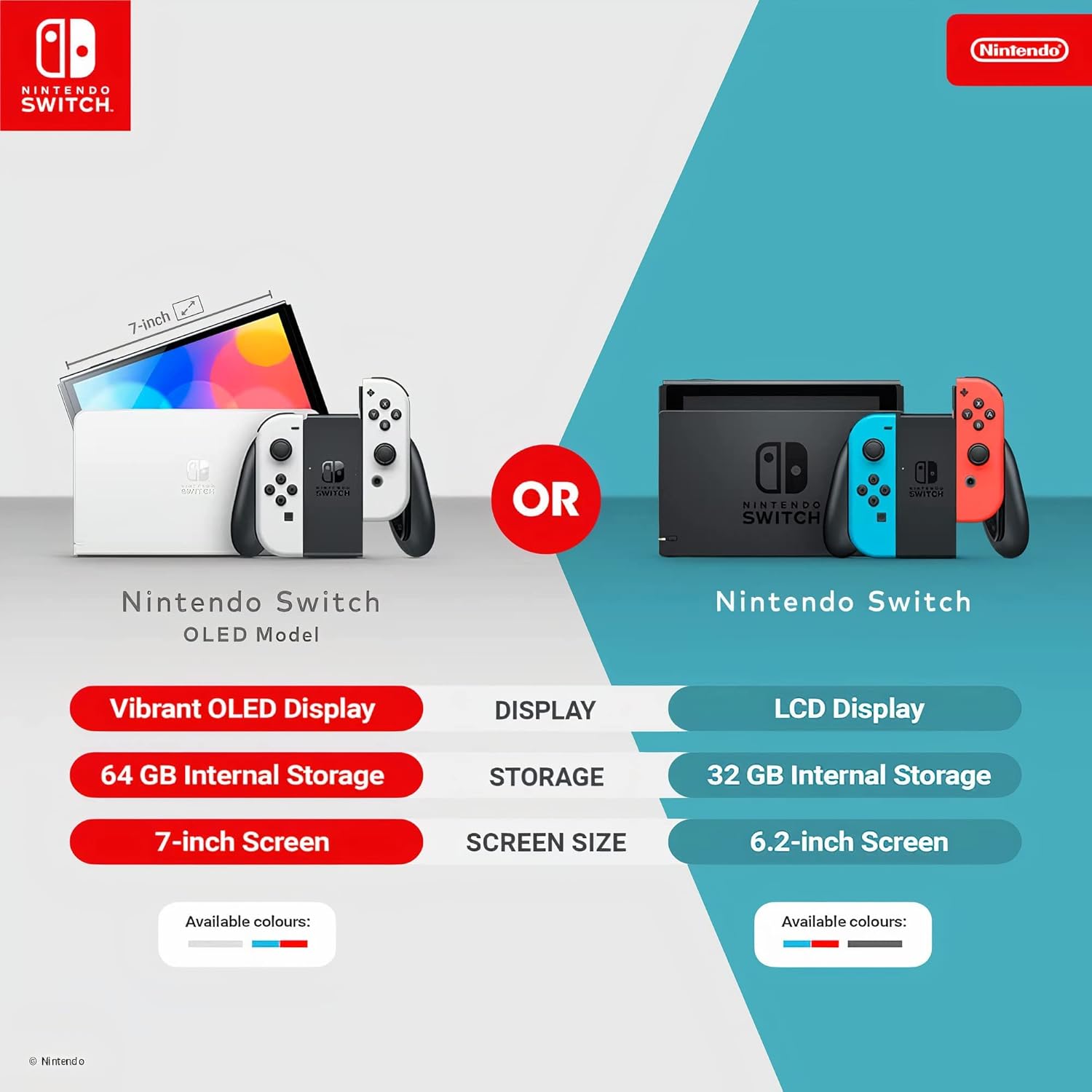 Nintendo Switch™ (OLED Model) with Neon Red & Neon Blue Joy‑Con™
