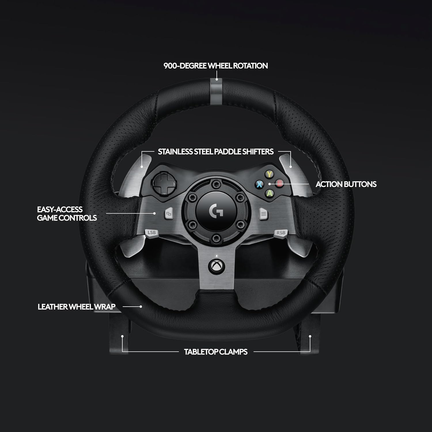 Logitech G G920 Driving Force Racing Wheel and Floor Pedals, Real Force Feedback, Stainless Steel Paddle Shifters, Steering Wheel Cover for Xbox Series X|S, Xbox One, PC, Mac Black