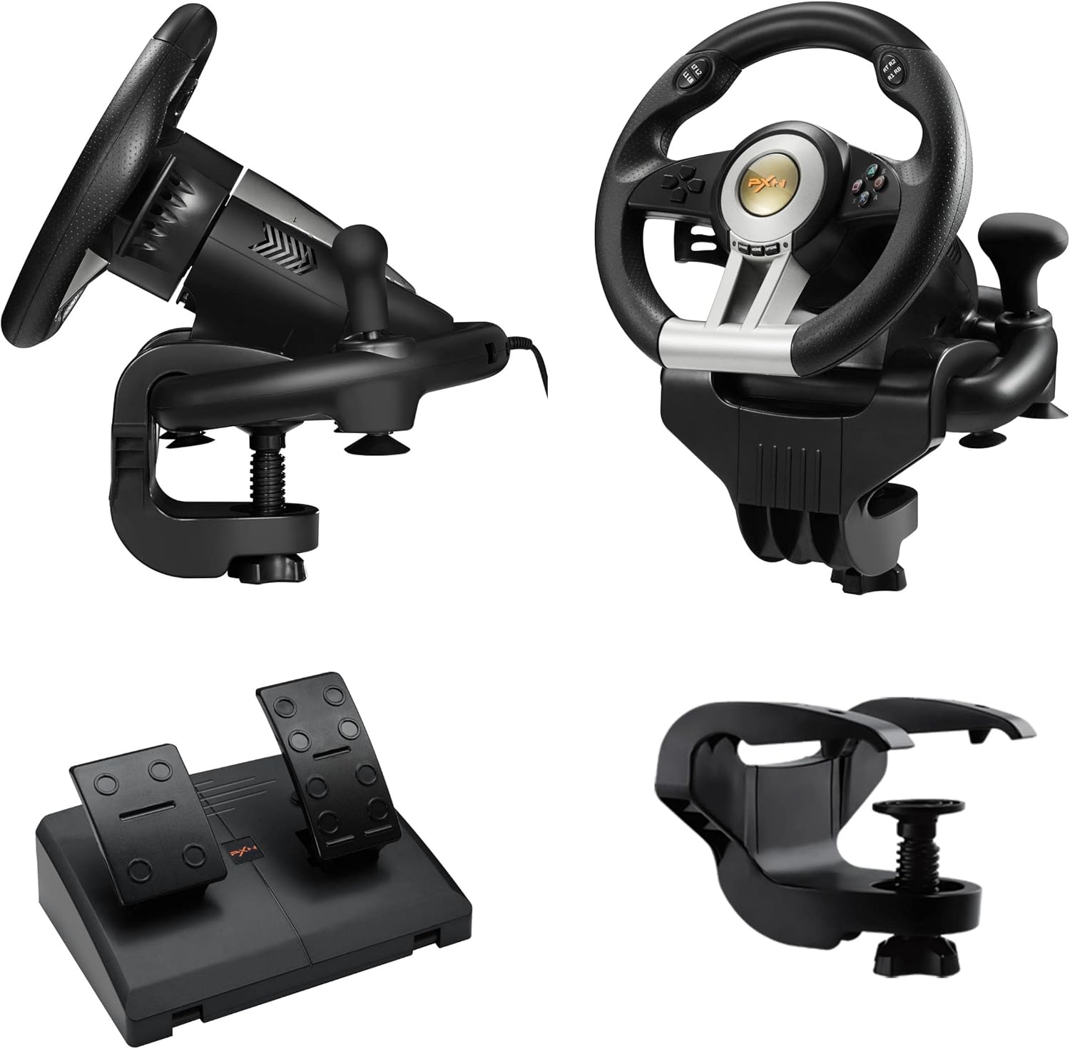 PXN V3 Pro Gaming Steering Wheel with Pedals Black