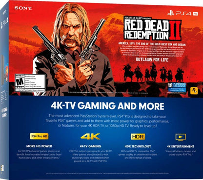 Sony PlayStation®4 Pro 1TB Console Bundle Red Dead Redemption 2 Jet Black HDR Technology