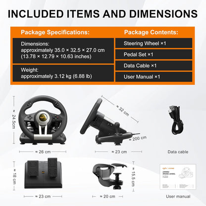 PXN V3 Pro Gaming Steering Wheel with Pedals Black