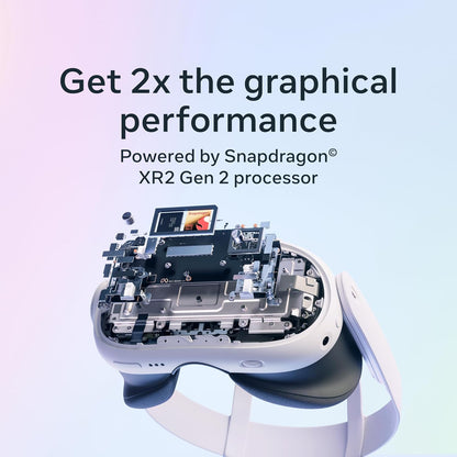 Meta Quest™ 3 Virtual Reality Headset  Thirty Percent Sharper Resolution — 2X Graphical Processing Power — Virtual Reality Without Wires — Access to 40+ Games with a 3-Month Trial of Meta Horizon+ Included