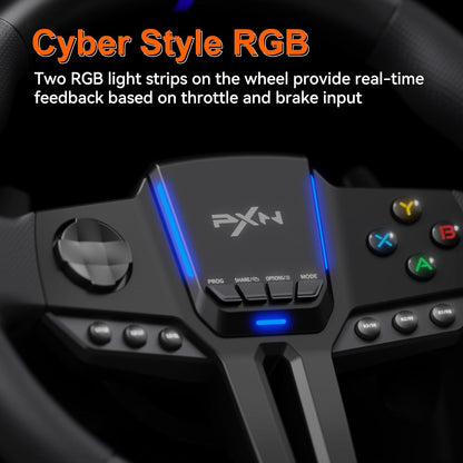 PXN V9 Gen 2 Racing Wheel with Hall Effect Pedals and Shifter, Gaming Steering Wheel for PC, Xbox Series X|S, Xbox One, PS4, Magnetic Sensor, 270°/900° Quick Switch, App Tuning