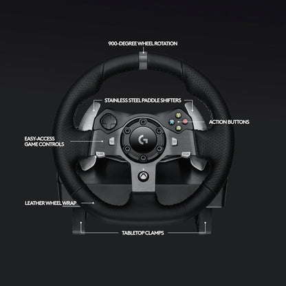Logitech G G920 Driving Force Racing Wheel and Floor Pedals, Real Force Feedback, Stainless Steel Paddle Shifters, Steering Wheel Cover for Xbox Series X|S, Xbox One, PC, Mac Black