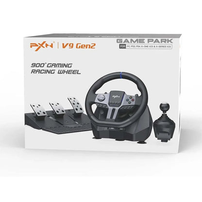 PXN V9 Gen 2 Racing Wheel with Hall Effect Pedals and Shifter, Gaming Steering Wheel for PC, Xbox Series X|S, Xbox One, PS4, Magnetic Sensor, 270°/900° Quick Switch, App Tuning